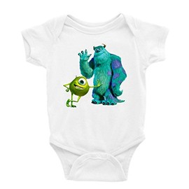 Mike and Sully Monster's Inc. Short Sleeve Unisex Onesie (3-6) White