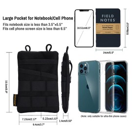 VIPERADE VE3-P Pocket Organizer Pouch, Small EDC Pocket Pouch with DIY Patches Area, EDC Organizer Pouch with 4 Tool Storage EDC Pouch for Flashlight, EDC Multitools, EDC Pen, EDC Gear (Black)