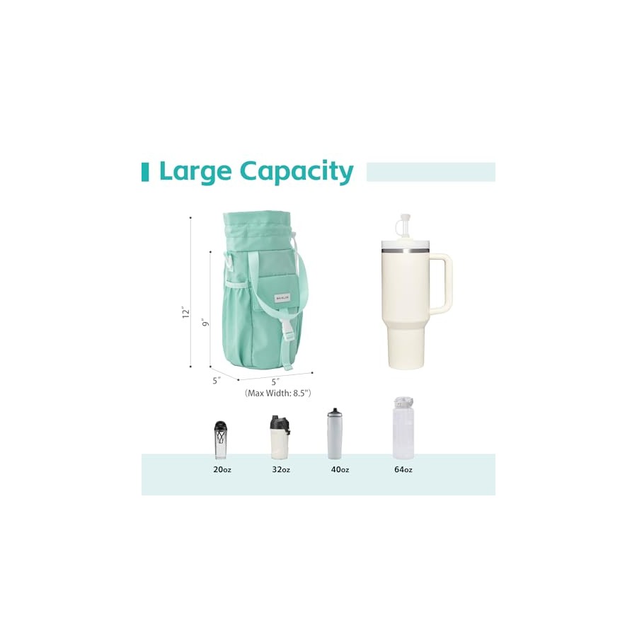 BAVELOE Water Bottle Carrier with Strap and Phone Pocket