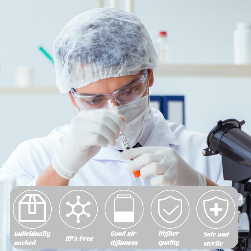 10 Pack 1ml Dispensing Measuring Tools, Plastic Syringes,Individually Sealed Lab