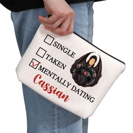 PYOUL Acotar Gift Single Taken Mentally Dating Cassian Makeup Bag Rhysand Azriel Cassian Cosmetic Bag Bat Boys Fan Club Gift SJM Merch (Mentally Dating Cassian B)