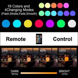callyan 8-Inch Rechargeable LED Orb Light – 16 Color Glow Sphere, 4 Modes, Waterproof Ambient Lighting Ball, Solar & USB Charging Glowing Orb for Indoor, Outdoor, Pool, Room, and Patio Decor