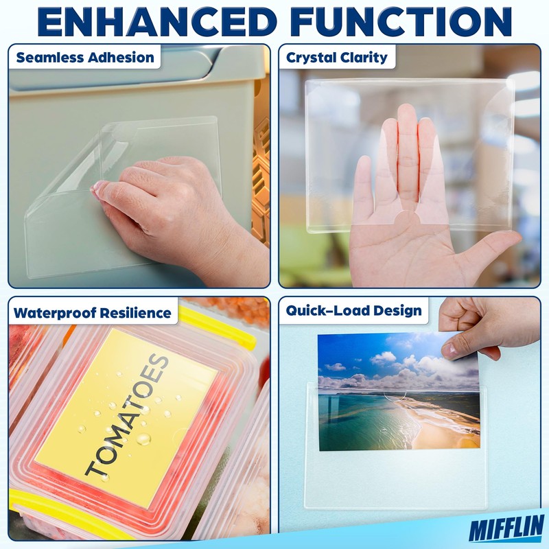 Mifflin-USA Index Card Holder (3x5”, 30 Pack), Clear Self-Adhesive Card
