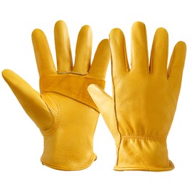 LUZAYA Garden Gloves, Puncture Resistant Gloves, Cowhide Protective Gloves for Gardening/Logging/Construction/Truck Driving