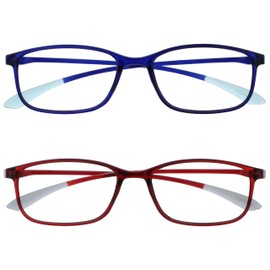 OPULIZE-Ice Pack de 2 anteojos de lectura superligeros azul oscuro rojo mujer hombre RR613Z +1.50