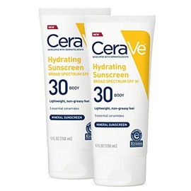 Cerave Sunscreen Body SPF 30 | 5 oz (Pack of 2) | Hydrating 100% Mineral Sunscreen | Fragrance Free