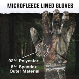 Mossy Oak Camo Hunting Gloves -Cold Weather Fleece Hunting Gloves for Men - Stretch Material with Textured Palm Grip