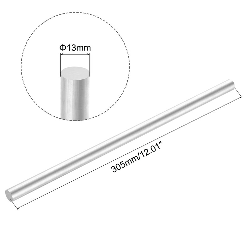 sourcing map Aluminum Solid Round Rod Lathe Bar 13mm x