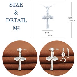 MicLee Necklace pendant for women, 925 sterling silver necklace, Cross necklace pendant, with infinity symbol, Inlaid zircon, women's girl's jewelry, silver