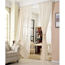 WOLTU® #630, Transparent Curtain With Eyelets, Linen Look, Eyelet Curtain, Voile Curtain For Living Room, Children's Room, Bedroom