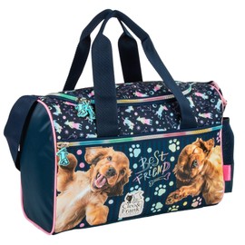Kindertasche Sporttasche Reisetasche Hund Welpen Hündchen, Jungen Mädchen Kinder, blau, 35 x 21 x 15 cm, 10 Liter