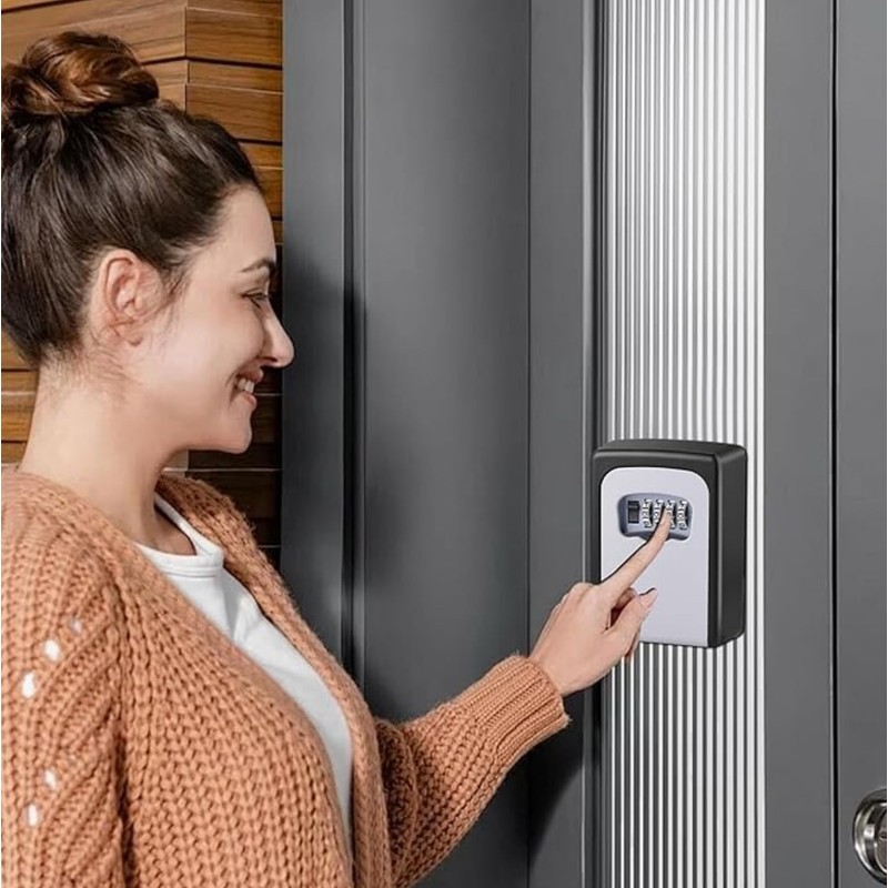 Safe Wall Mounted, Lock Box Outdoor, Key Box with 4