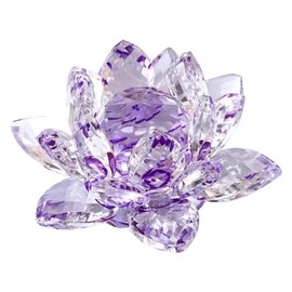 Niejgay Crystal Lotus Flower Figurine Glass Craft Collection Paperweight Table Decoration Souvenir Gift