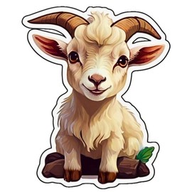 Cute Goat Stickers for Water Bottle 3in, 3Pcs Waterproof Vinyl Kawaii Animal Stickers for Laptop Skateboard Scrapbooking Journal Luggage Bike Phone, Goat Stickers for Kids Adults (D66)