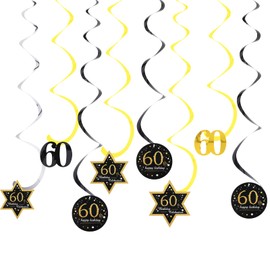 Giantree Decoration 60th Birthday, 60th Birthday Swirl Foil Spirals Ceilings, 60th Birthday Decoration Spirals Set, 60th Birthday Hanging Decoration, Ceiling Hanger, Spiral Garland for 60th Birthday