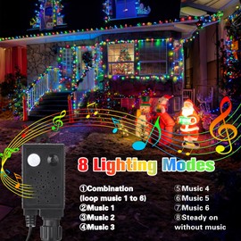 Toodour Led Christmas Lights Outdoor, 82FT 200 LED Indoor String Lights with Music, Motion Sensor Multicolor Christmas Tree Light - Holiday Decorative Lights for Yard Bedroom Home Party Xmas Decor