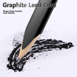 14 Pcs Carpenter Pencils, 7 Inches Flat Octagonal Hard Black Woodworking Construction Pencils Heavy Duty with Pencil Sharpener and Retractable Pencil Holder for Contractor Carpentry (Black)