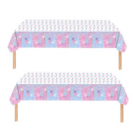 2pcs Pink and Blue Baby Gender Reveal Tablecloth,137*274cm Baby Reveal Decorations Boy or Girl Table Cloth,Baby Reveal Tablecloths Plastic Table Cover for Baby Shower Gender Reveal Party Decorations