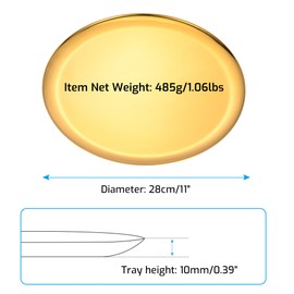 Round Stainless Steel Large Tray,Jewelry & Cosmetics Storage Tray,Serving Tray & Exhibition Tray & Decorative Tray,Diameter 11.02 inches/28cm,Full Surface Mirror Polish,Gold,1 Piece.Dishwasher Safe