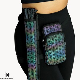 Waist Bag with Hand Fan Holder - Arm or Leg Band - Buckle Zippers - Waterproof - Women Men Unisex - Festival Rave Techno Party Pride Club, gray, Stylish belt bag with separate compartment for a hand