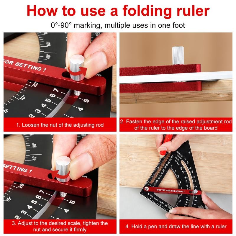 GORWARE Woodworking Triangle Ruler Aluminum Alloy Carpenter Framing Square Adjustable