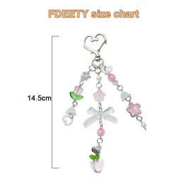 FDEETY Key Chain 2 Pieces Cute Cat Flocking Peach Strawberry Charms Decoration Pendant Teenager Girls, Red Pink