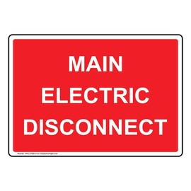 ComplianceSigns.com Main Electric Disconnect Sign, 10x7 inch Plastic for Electrical, Made in USA