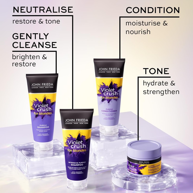 John Frieda Violet Crush Purple Shampoo and Purple Conditioner Bundle,