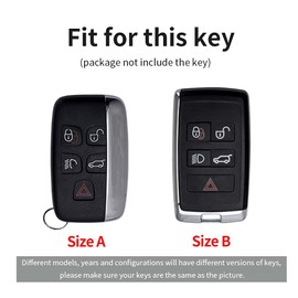 ontto Car Key Cover fit for Land Rover Zinc Alloy Leather Key Fob Cover Holder Protector fit for Range Rover Defender Discovery Evoque LR4 Sport fit for Jaguar Remote Car Key Case Keyring Black A