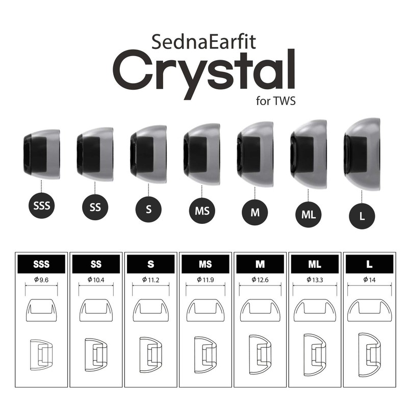 AZLA SednaEarfit Crystal for TWS [2 Pairs Medium Size Earpieces]