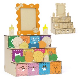COcnny Day of the Dead Altar Ofrenda - Wooden Shadow Box Photo Frame Set for Dia De Los Muertos Altar Memorial Decorations, Skull Candle Tabletop Ofrenda Display Decor for Pet Dog Remembrance (1 Set)