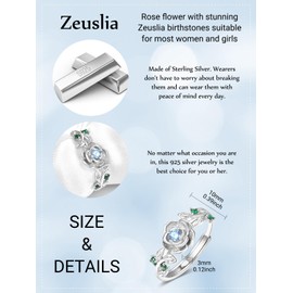 Rose Rings for Women Sterling Silver Adjustable December Birthstone Blue Topaz Ring Anniversary Mother Jewellery Gifts for Mom