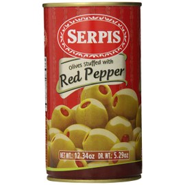 Serpis Olives Stuffed with Red Pepper, 12.34 Ounce (Pack of 6)