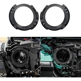 D-auto Black Left & Right Headlight Brackets Mount Buckets Ring Replacement for 2007-2017 Jeep Wrangler JK