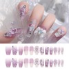HAPVITAL 24-Piece Set, Nail Tips, Press-On, Popular, 3D, Handmade Japanese