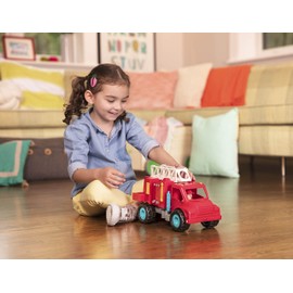 Battat – Vroom! Fire Engine Transport Toy with Movable Parts & 2 Firefighters – Classic Toddler Trucks – Kids Construction Toys – Soft Rubber Wheels – 18+ Months