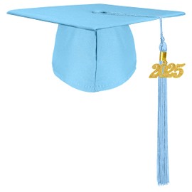 Grad HAGO Unisex Adult Graduation Cap with 2024+2025 Tassel Year Charm for High School & Bachelor Master Sky Blue