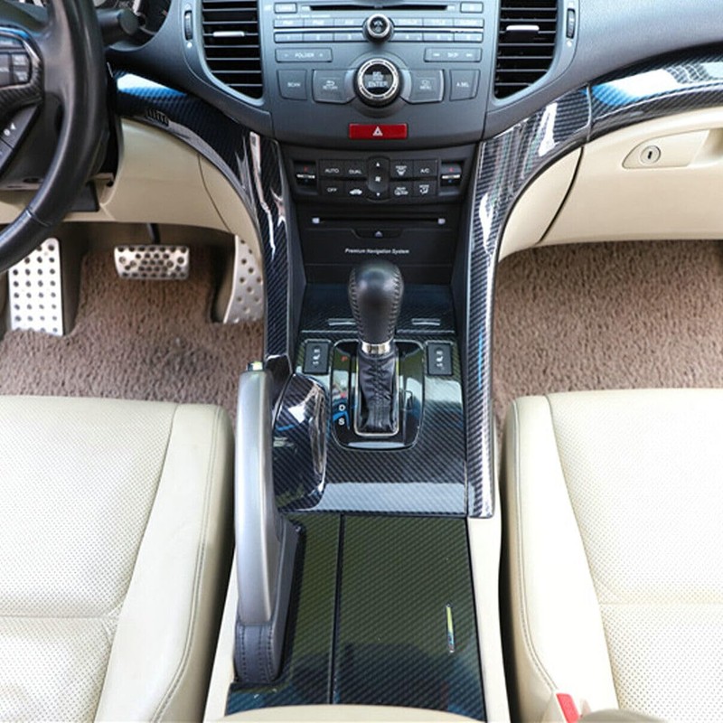 Bayyee 5Pcs Carbon Fiber Central Console Gear Shift Panel Trim