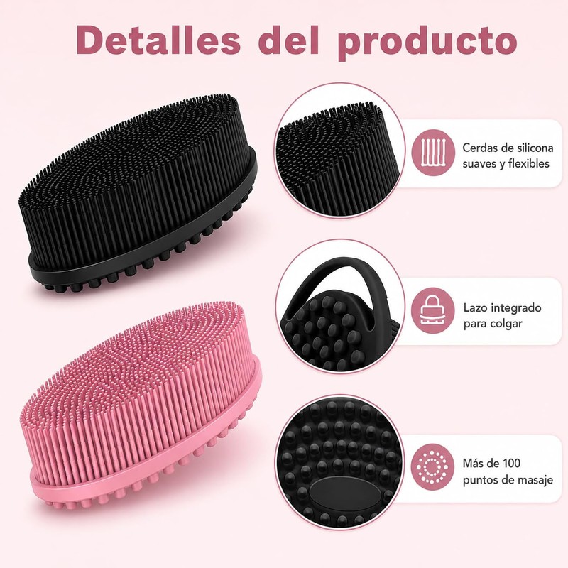 2 Piezas Cepillo Corporal de Silicona Doble Cara para Exfoliar