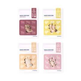 PET-EVER PureFeast Freeze-Dried Cat & Dog Treats Trial Variety Pack – Single-Ingredient Healthy Proteins (Rabbit Tenderloin, Pork Heart, Chicken Neck & Breast), Raw Nutrition, No Additives, 1.1 oz