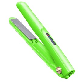 Cordless Hair Straightener and Curler 2 in 1 Ceramic Flat Iron Mini Cordless Portable Travel Hot Tools Straight Curl for Women Men USB Rechargeable with Pouch (Green) 8