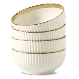 LETAOTAO Luxury Gold Rim Porcelain Dinnerware Set Nordic Style High Quality Ceramic Tableware Bowls Polished Techniquecolor: White, diameter: 6 Inch