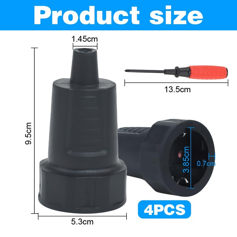 Schuko Coupling CHEVVY Pack of 4 Rubber Coupling 250 V