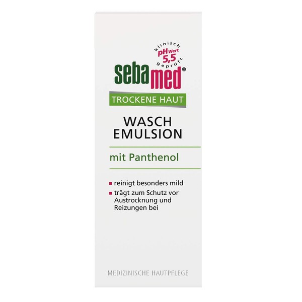 SEBAMED Dry Skin Washing Emulsion, the particularly mild cleansing formula cleans thoroughly without irritating or drying out, 200 ml