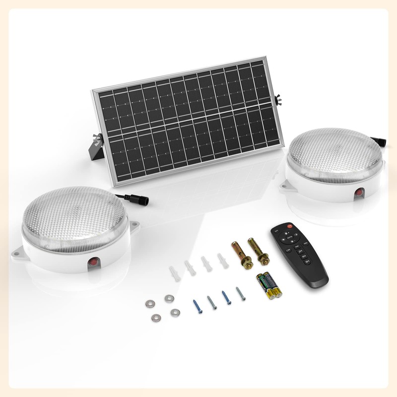 UPONUN Solar Ceiling Lights 2 Pack, Daytime Available 3200K/4000K/6000K Dimmable