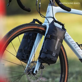 Rhinowalk Bike Front Fork Bag Waterproof Bicycle Pannier Bag Rack Pouch for Mountain Bike E-Scooter Long Distance Riding Package Cycling Accessories Black Color (4L)