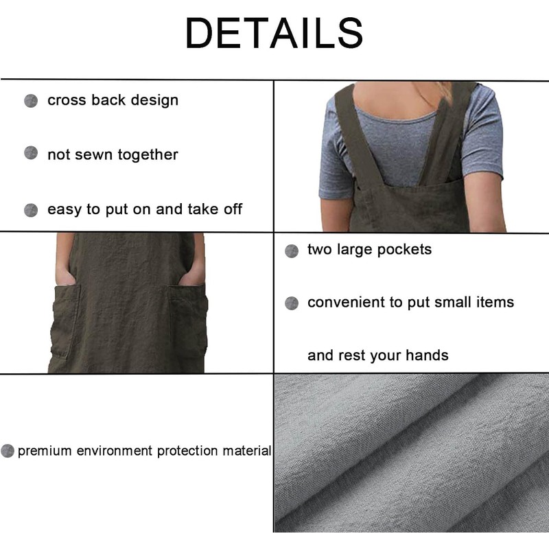 Stomeshle Japanese Aprons Plus Size Smock for Women with Pockets