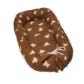 Molis&co Baby Nest 90 x 50 cm Baby Nest Reducer for Baby Crib or Co-Sleeping Nest for Babies Cotton Portable or Travel Cot OEKO-TEX 100 (Teddy Mocca)