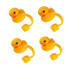 4Pcs Yellow Duck Shape Cute Cartoon Straw Silicone Straw Plug, 8mm, Straws Decorative Cap, Reusable Drinking Straws Cap, Staw Tips Bottle Accessories Kitchen Utensils and Gadgets