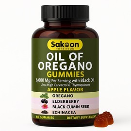 Sakoon nutrition Oil of Oregano Gummies – Immune Support with Oregano Oil 300mg, Black Cumin Seed, Elderberry, Echinacea – Antioxidants & Respiratory Health – Vegan, Non-GMO, Tasty Herbal Supplement